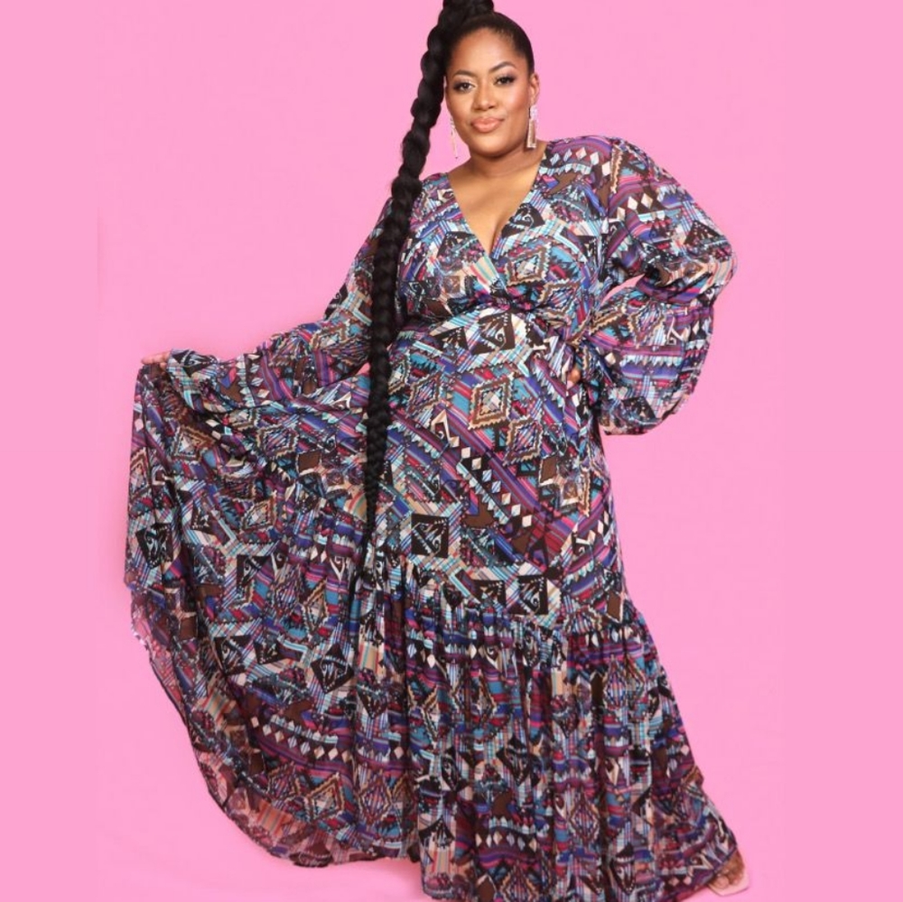 Aztec Print Maxi Dress